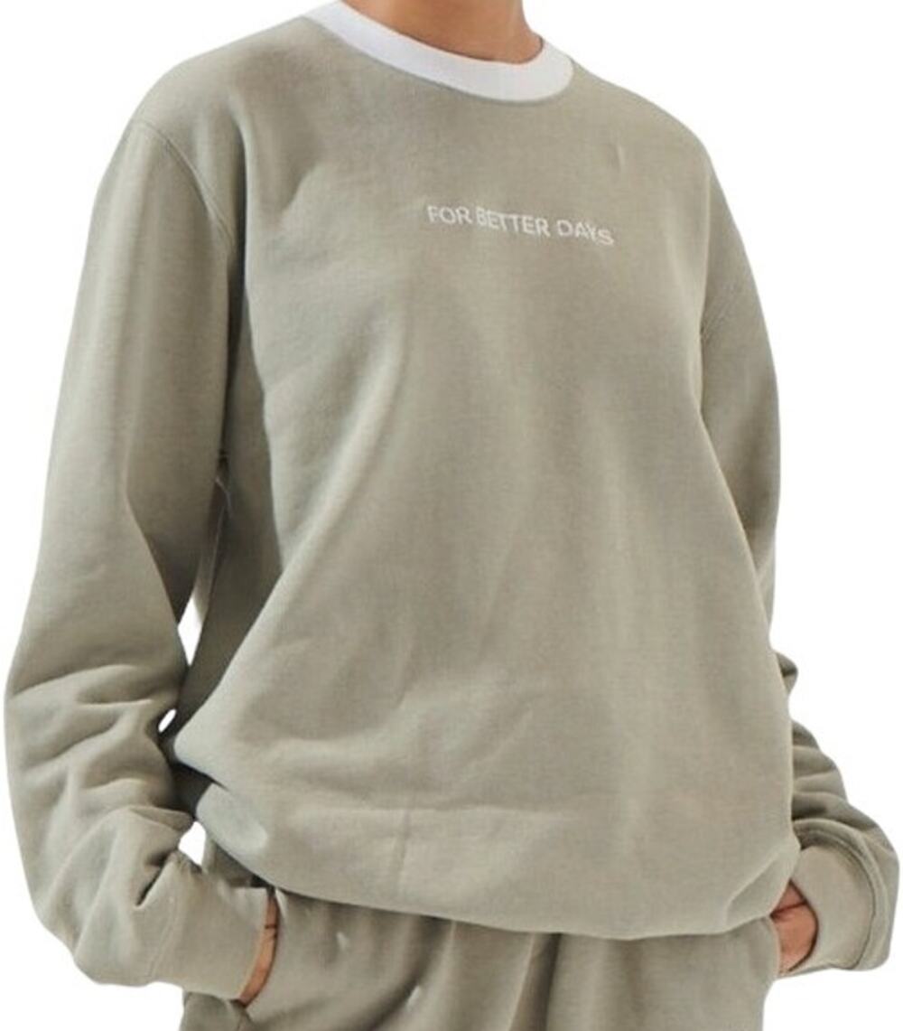 For Days Sweatshirt For Better Days Double Collar Embroidered Pullover Green XS
